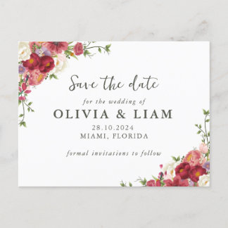 Elegant Floral Save the Date Post Card