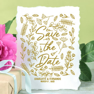 Elegant Floral Save the Date Wedding Card Rubber Stamp
