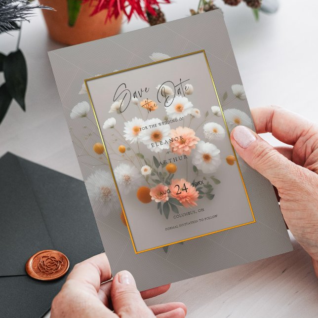 Elegant Floral Save the Date - Wedding Invitation (Elegant Floral Save the Date - Wedding Invitation)