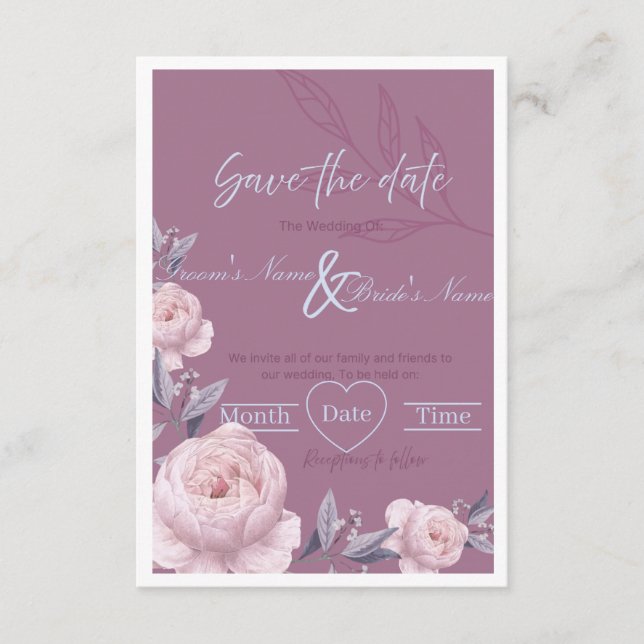 Elegant Floral "Save the Date" Wedding Invitation (Front)