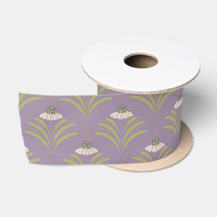 Elegant floral scallop and polka dots satin ribbon