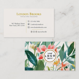 Elegant Floral Script Gold   Social Media Business Business Card