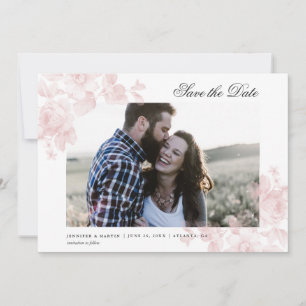 Elegant Floral Script Photo Wedding Save The Date