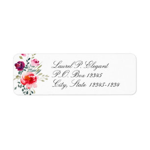 Elegant Floral Script Return Address Label