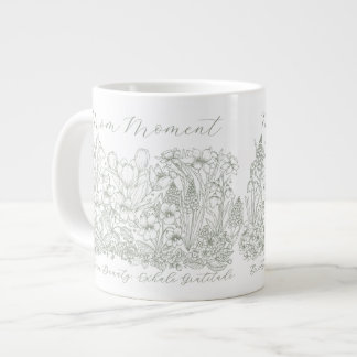 Elegant Floral Script Saying Boho Line Art  Large Coffee Mug