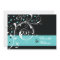 Elegant floral scroll leaf black, aqua wedding