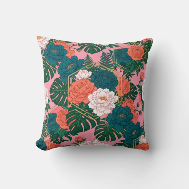 Elegant Floral Seamless Pattern | Tropical Flowers Cushion (Front)