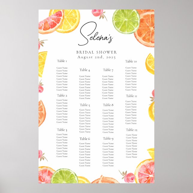 Elegant Floral Seating Chart Design (Front)