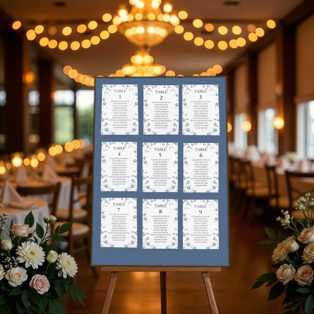 Elegant Floral Seating Plan Cards with Guest Names (Creator Uploaded)
