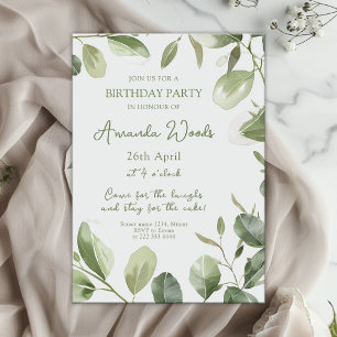 Elegant Floral Serenity Birthday Celebration Invitation