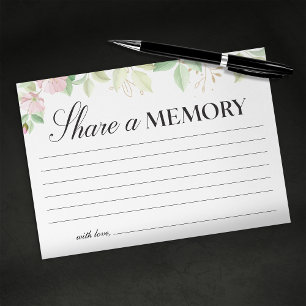 Elegant Floral Share a Memory Funeral Enclosure Card