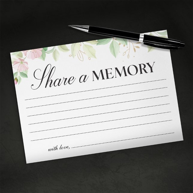 Elegant Floral Share a Memory Funeral Enclosure Card (Creator Uploaded)