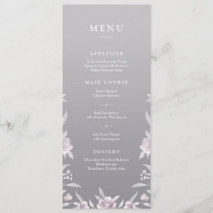Elegant floral silver Chinoiserie wedding menu