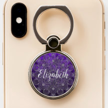 Elegant Floral Silver & Purple Mandala Monogram