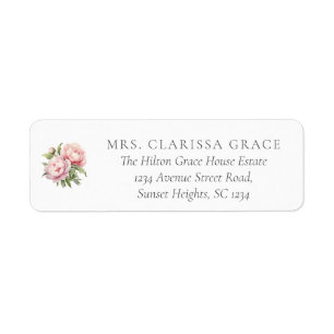 Elegant Floral Simple Text Return Address Label