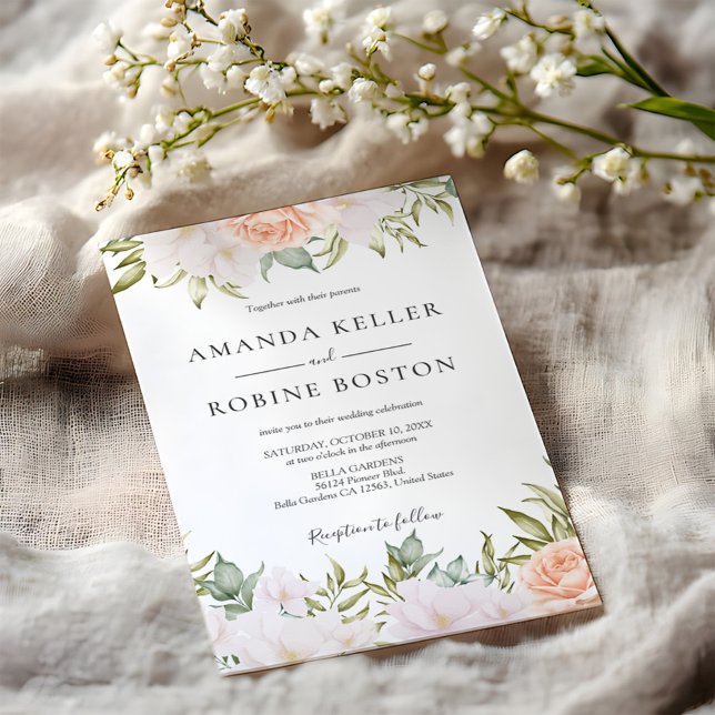 Elegant Floral Simple Wedding Invitation (Creator Uploaded)