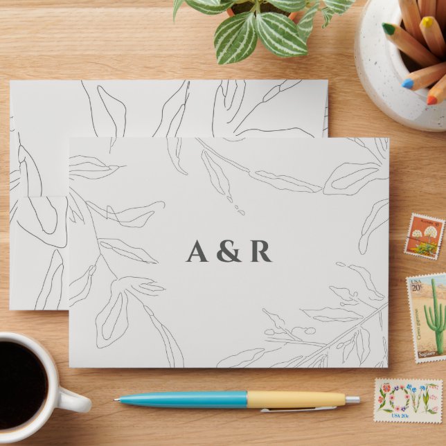 Elegant Floral Sketch Envelope (Desk)