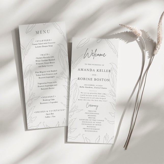Elegant Floral Sketch Wedding Menu (Creator Uploaded)
