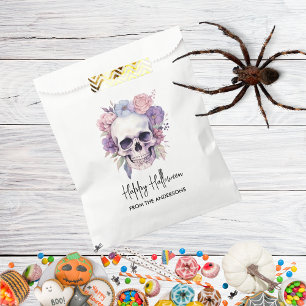Elegant Floral & Skull Gothic Halloween Treats  Favour Bag