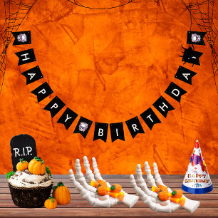 Elegant Floral & Skull Halloween Birthday Party  Bunting