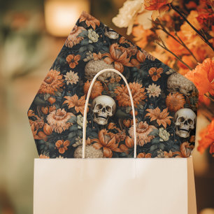 Elegant Floral Skull Halloween Tissue Paper