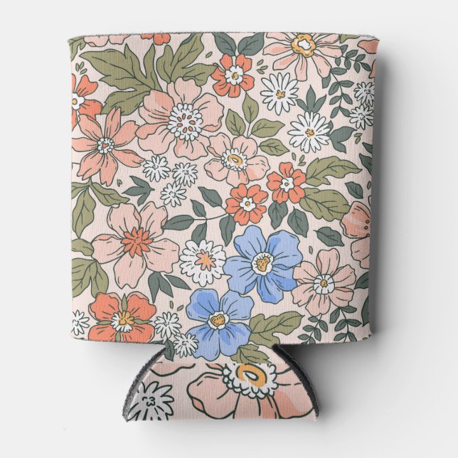Elegant Floral: Small Liberty Style Can Cooler (Front)