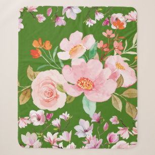 Elegant Floral Soft – Vintage Pink Roses Sherpa Blanket