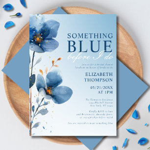 Elegant Floral Something Blue Bridal Shower  Invitation