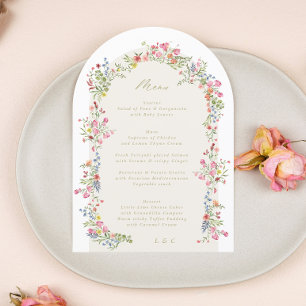 elegant floral spring 5 x 7 wedding arch menu invitation