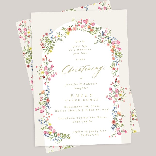 elegant floral spring arch christening invitation (Creator Uploaded)