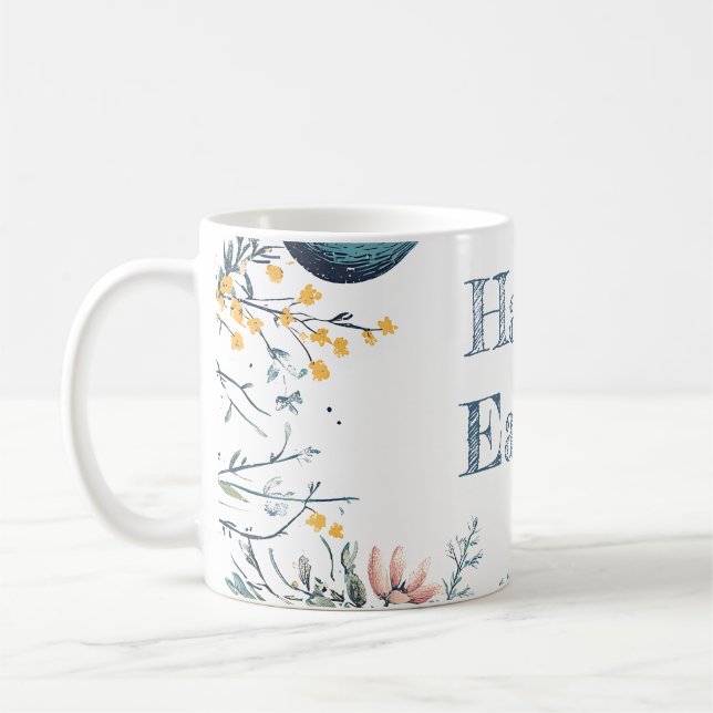 Elegant Floral Spring Easter Egg Hunt  Coffee Mug (Left)