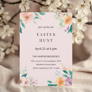 Elegant Floral Spring Easter Pink Invitation