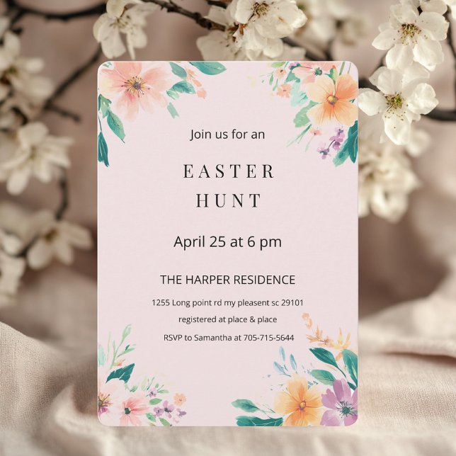 Elegant Floral Spring Easter Pink  Invitation (Creator Uploaded)