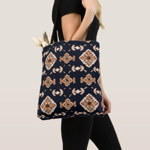 Elegant Floral Square Pattern Tote Bag
