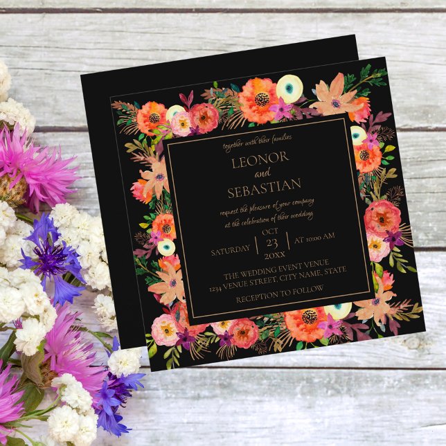Elegant Floral Square Wedding Invitation (Creator Uploaded)