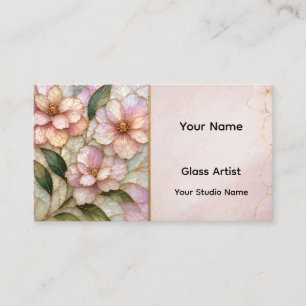 Elegant Floral Stained Glass Business Card Custo