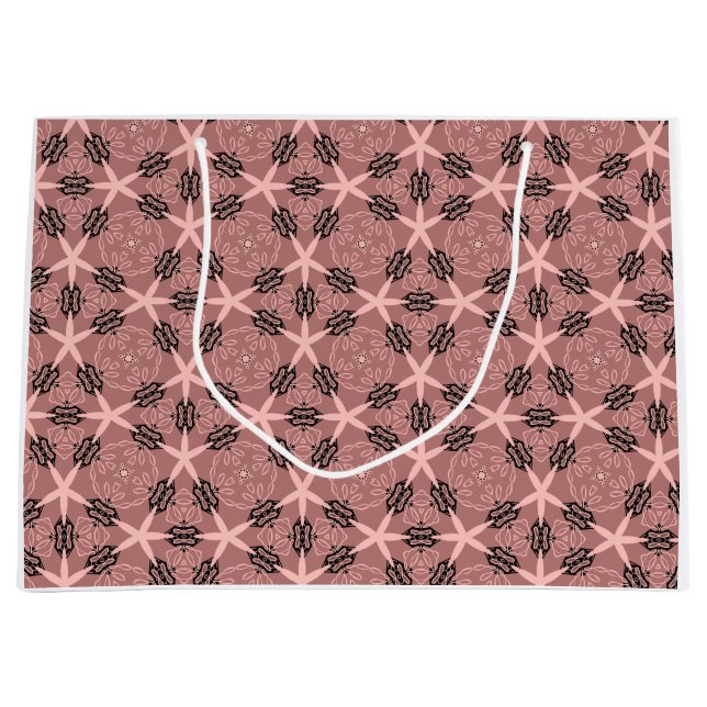 Elegant Floral & Star Pattern Set in Blush Tones Large Gift Bag (Front)