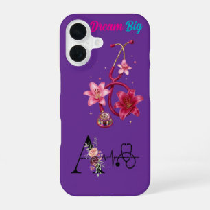 Elegant Floral Stethoscope Purple phone case