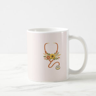 Elegant Floral Stethoscope Watercolor Nurse Coffee Mug