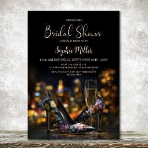 Elegant Floral Stiletto Shoes Bridal Shower Invitation