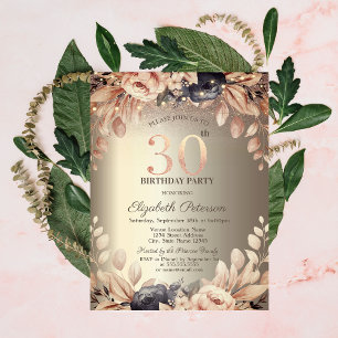 Elegant Floral,String Lights 30th Birthday  Invitation