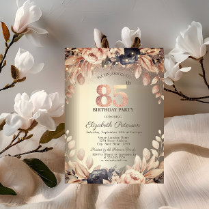 Elegant Floral,String Lights 85th Birthday  Invitation