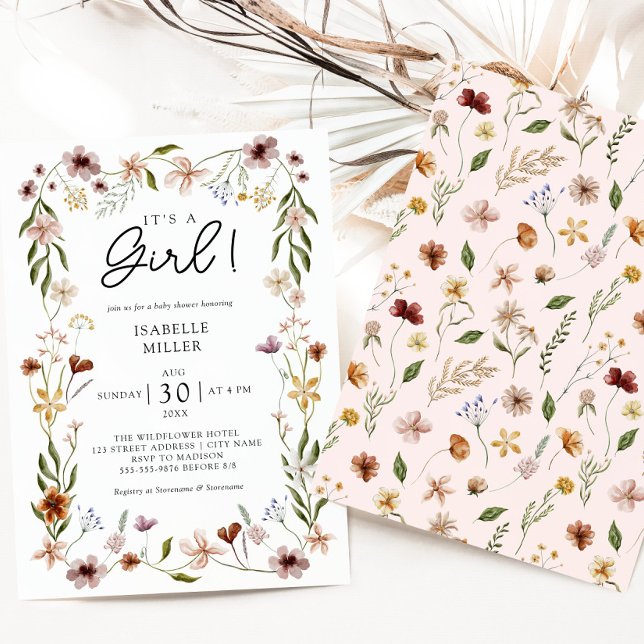Elegant Floral Summer Spring Girl Baby Shower Pink Invitation (Creator Uploaded)