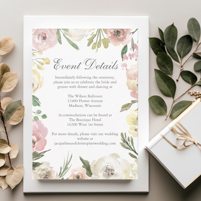Elegant Floral Summer Wedding Details Enclosure Card (Creator Uploaded)