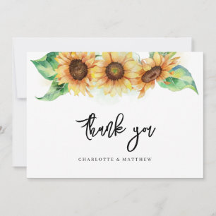 Elegant Floral Sunflower Bridal Shower Thank You Card