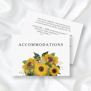 Elegant Floral Sunflower Wedding Accommodations Enclosure Card