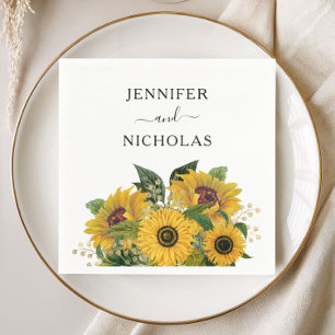 Elegant Floral Sunflower Wedding Napkin