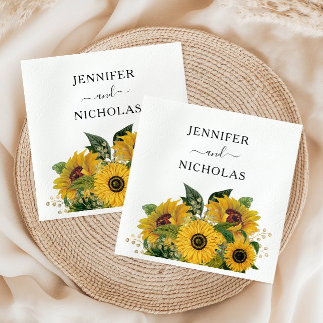 Elegant Floral Sunflower Wedding Napkin (Elegant Floral Sunflower Wedding Napkins)