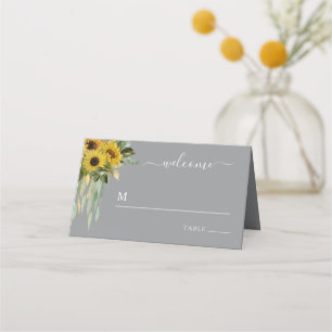 Elegant Floral Sunflower Wedding Place Card