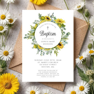 Elegant Floral Sunflower Wreath Invitation